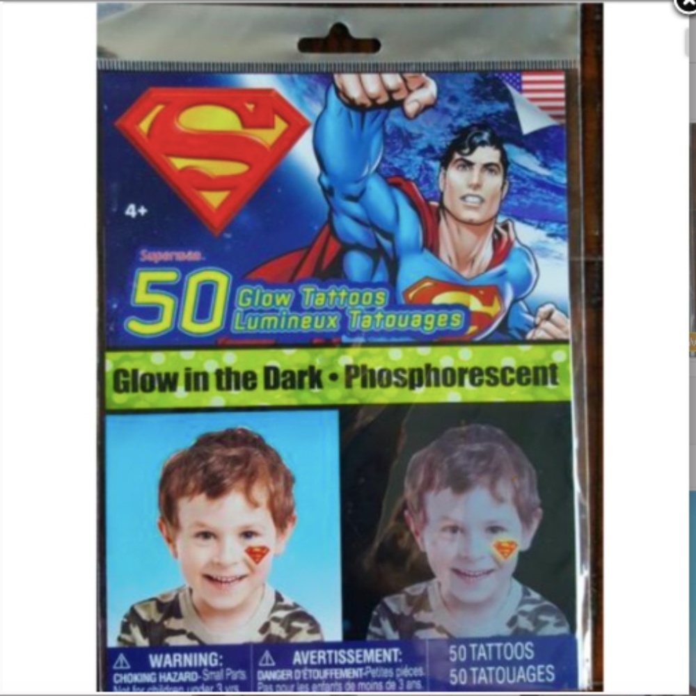 Glow in the Dark Tattoos  Batman "or " Superman  Party  *